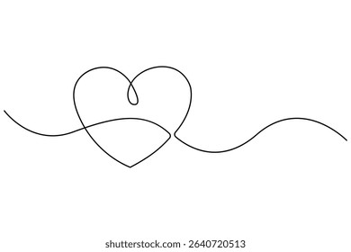 Heart continuous single line art drawing. Hand drawn doodle heart outline vector illustration
