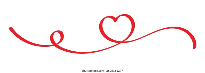 heart continuous wavy line art drawing on white background. heart line art.