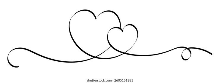 heart continuous wavy line art drawing on white background. heart line art.
