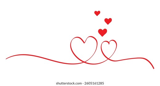 heart continuous wavy line art drawing on white background. heart line art.
