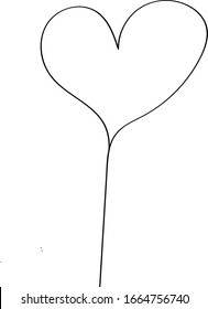 Heart contour in black, illustration for creating a screensaver template. Valentine's Day greeting card for lovers.