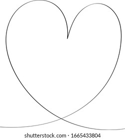 Heart contour in black, illustration for creating a screensaver template. Valentine's Day greeting card for lovers. - Shutterstock ID 1665433804