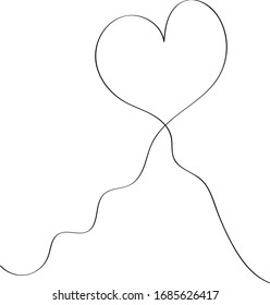Heart contour in black, illustration for creating a screensaver template. Valentine's Day greeting card for lovers.