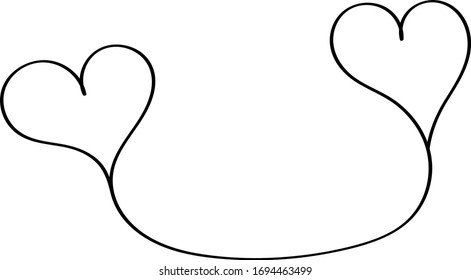 Heart contour in black, illustration for creating a screensaver template. Valentine's Day greeting card for lovers.