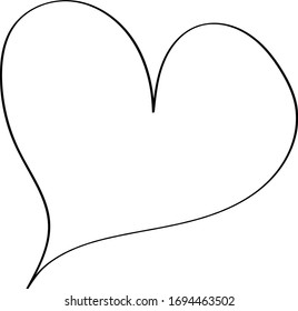 Heart contour in black, illustration for creating a screensaver template. Valentine's Day greeting card for lovers.