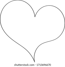 Heart contour in black, illustration for creating a screensaver template. Valentine's Day greeting card for lovers.