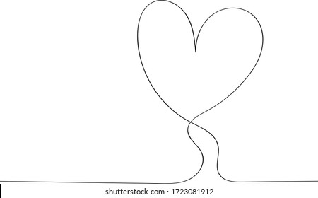 Heart contour in black, illustration for creating a screensaver template. Valentine's Day greeting card for lovers.