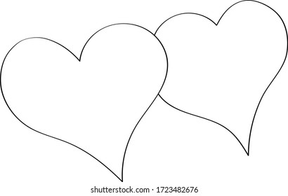 Heart contour in black, illustration for creating a screensaver template. Valentine's Day greeting card for lovers.