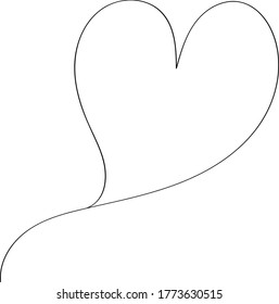 Heart contour in black, illustration for creating a screensaver template. Valentine's Day greeting card for lovers. - Shutterstock ID 1773630515