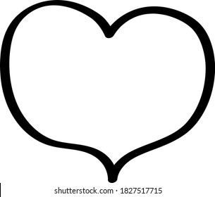 Heart contour in black, illustration for creating a screensaver template. Valentine's Day greeting card for lovers.