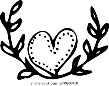 heart contour hand drawing with a brush background. Love pattern, postcard, heart abstract background. vector of hearts with Valentine's Day 14 February. Background for invitations and scrapbookin