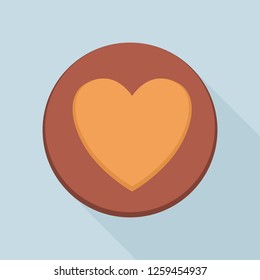 Heart cookie icon. Flat illustration of heart cookie vector icon for web design