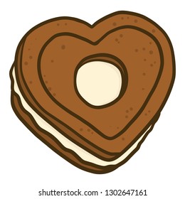 Heart cookie icon. Hand drawn illustration of heart cookie vector icon for web design