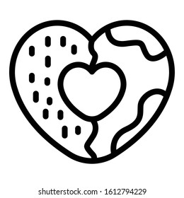 Heart Cookie Icon. Outline Heart Cookie Vector Icon For Web Design Isolated On White Background