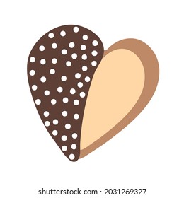 Heart cookie vector illustration. Doodle chocolate cookie isolated.