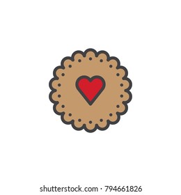 Heart cookies filled outline icon, line vector sign, linear colorful pictogram isolated on white. Symbol, logo illustration. Pixel perfect vector graphics
