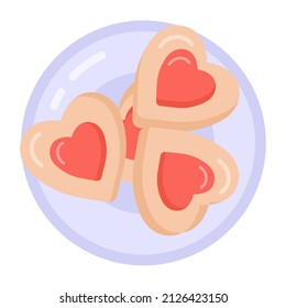 A heart cookies icon in flat design

