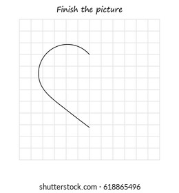 heart copy and coloring the picture, educational game for preschool
,children (kids). Complete the picture