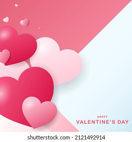 Heart with copy space for text in Valentine's Day on pink background , Flat Modern design , illustration Vector EPS 10
