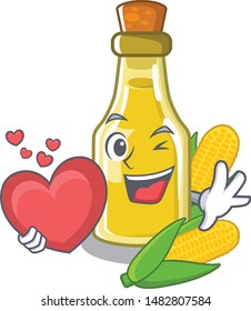 With heart corn oil isolated in the mascot