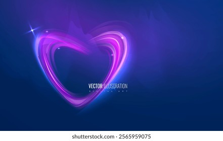 heart cosmic style, northern lights silhouette of heart, fiction digital illustration galaxy space, futuristic background for greating card