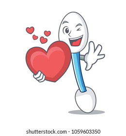With heart cotton swab mascot cartoon