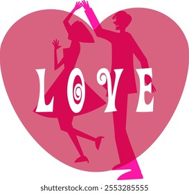 heart, couple dance love red, pink, romance togethe