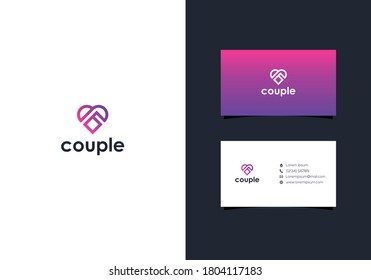 Heart couple logo design and business cards
