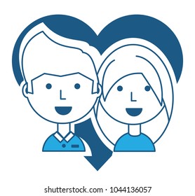 Heart with couple in love