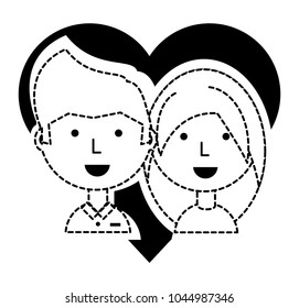 Heart with couple in love