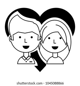 Heart with couple in love