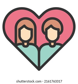 Heart Couple Love Icon Or Logo Vector Illustration 