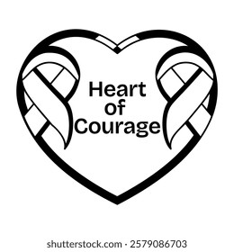 Heart of courage typography sticker in glyph style 