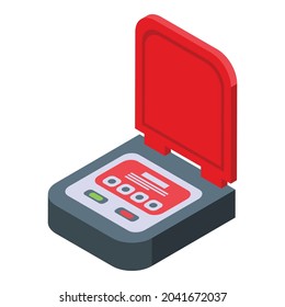 Herzklopfsymbol isometrischer Vektorgrafik. Defibrillator aed. Herznotfall