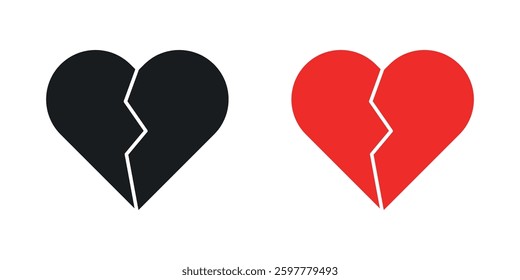 Heart Crack colored icon set. Stock Vector