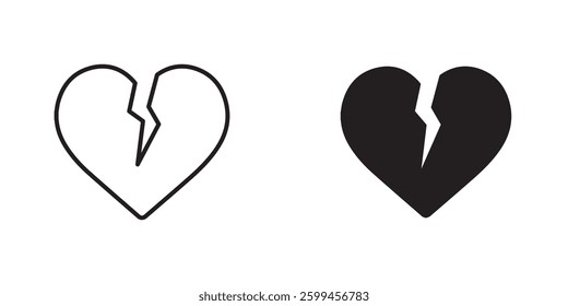 Heart Crack flat simple vector icons illustration set.
