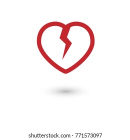 Heart with crack icon, broken love
