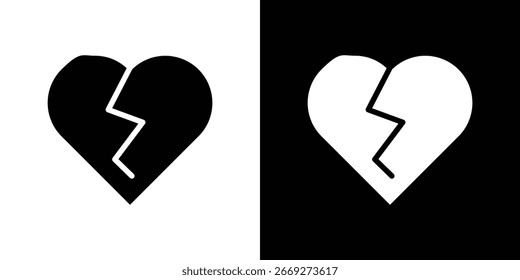 Heart Crack icon in flat black solid vector set