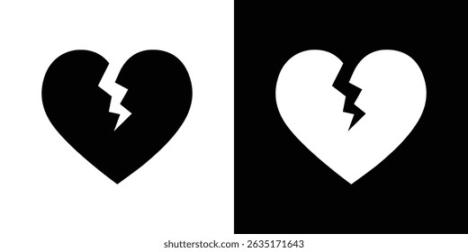 Heart Crack icon in solid flat trendy design style.