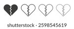 Heart Crack line icon vector illustration set.