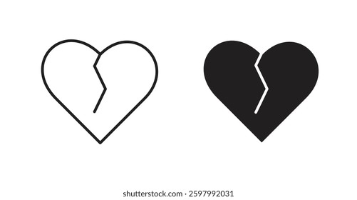 Heart Crack line icon vector set.