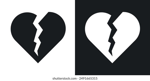 Heart Crack vector icon set in solid style.