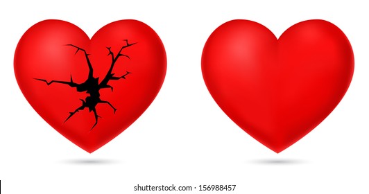 heart with cracked surface icon 3d
