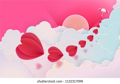 Heart craft and cut style. vector.