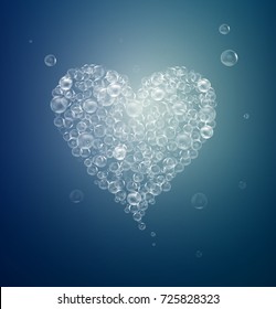 heart created with bubbles, unstable love concept, fickle feelings, Valentine symbol, vector