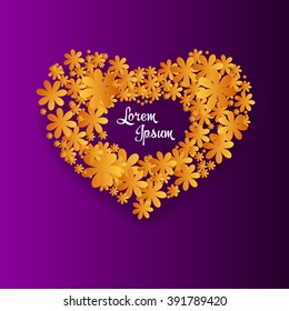 Heart created with flowers and place for text Vector Illustration