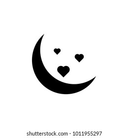 heart and crescent moon icon. Element of love for mobile concept and web apps. Thin line  icon for website design and development, app development. Premium icon on white background