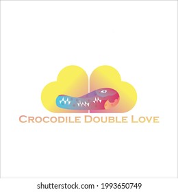 heart and crocodile logo in one, full of color and gradient