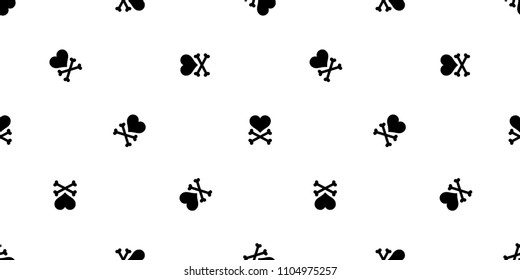 Heart cross bone seamless pattern vector Valentine Halloween isolated background wallpaper