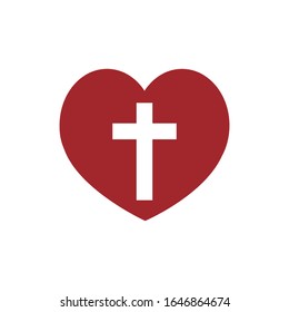 Heart with cross church logo template